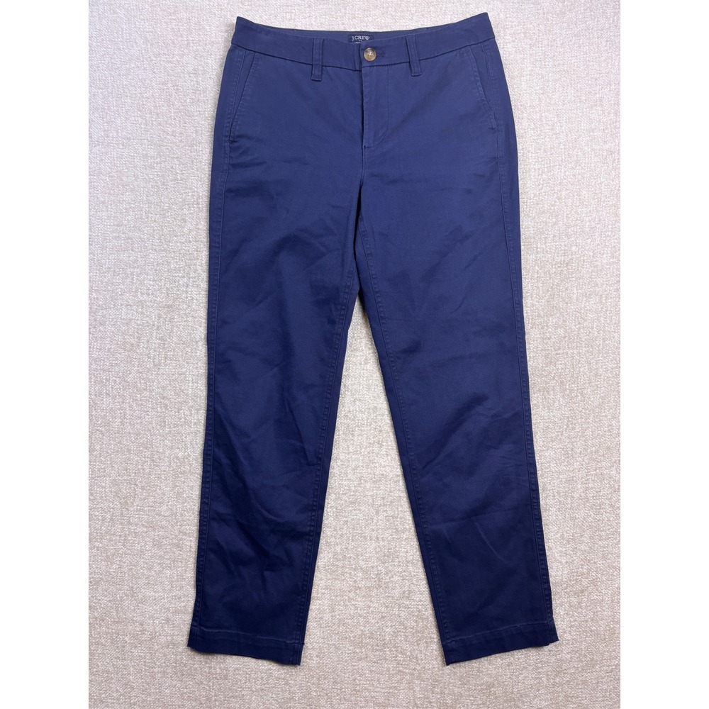 J.Crew Navy Blue High-Rise Girlfriend Chino Pants Size 2 Stretch Cotton